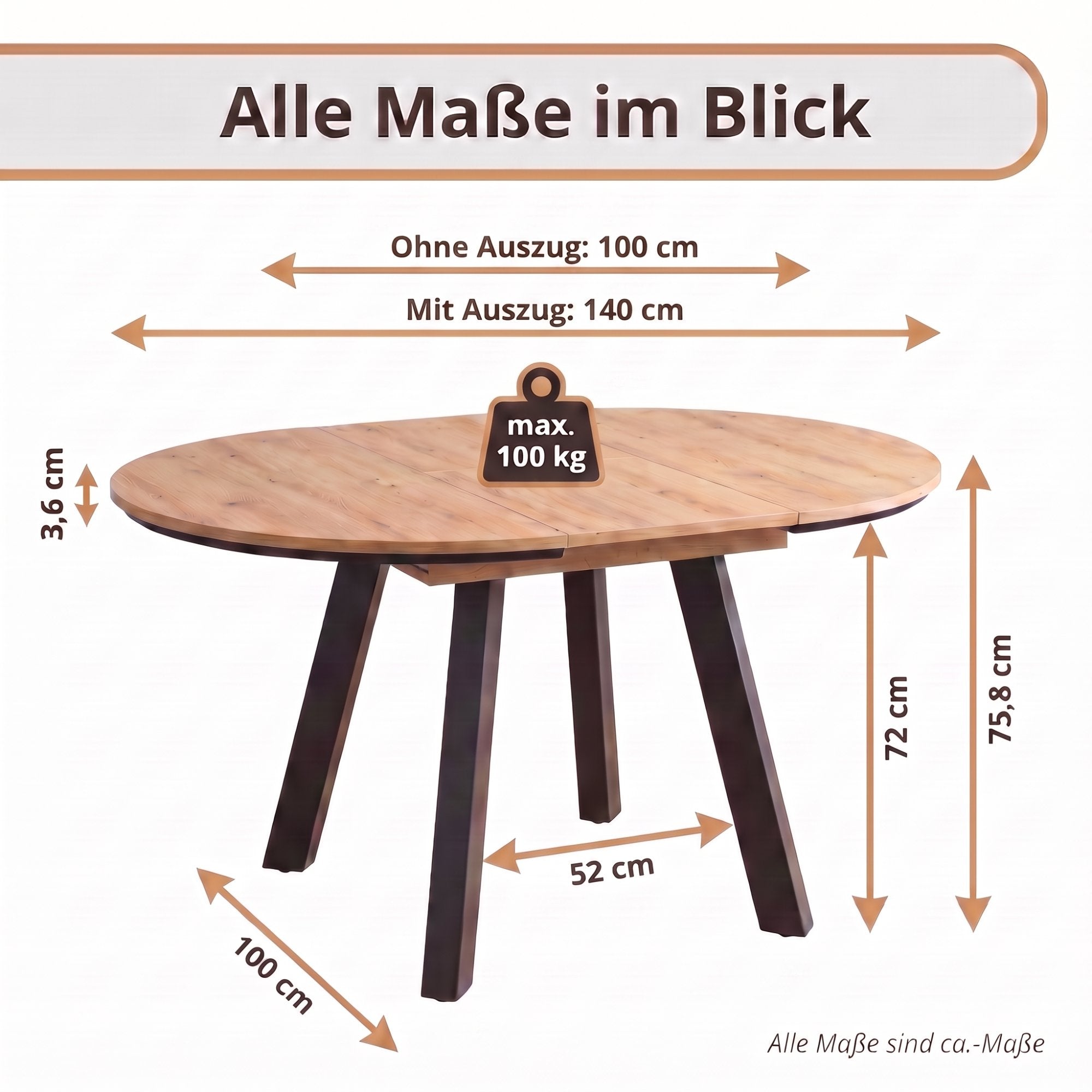 TIMOR Tisch mit Auszug Evoke Eiche (Eiche-Optik)