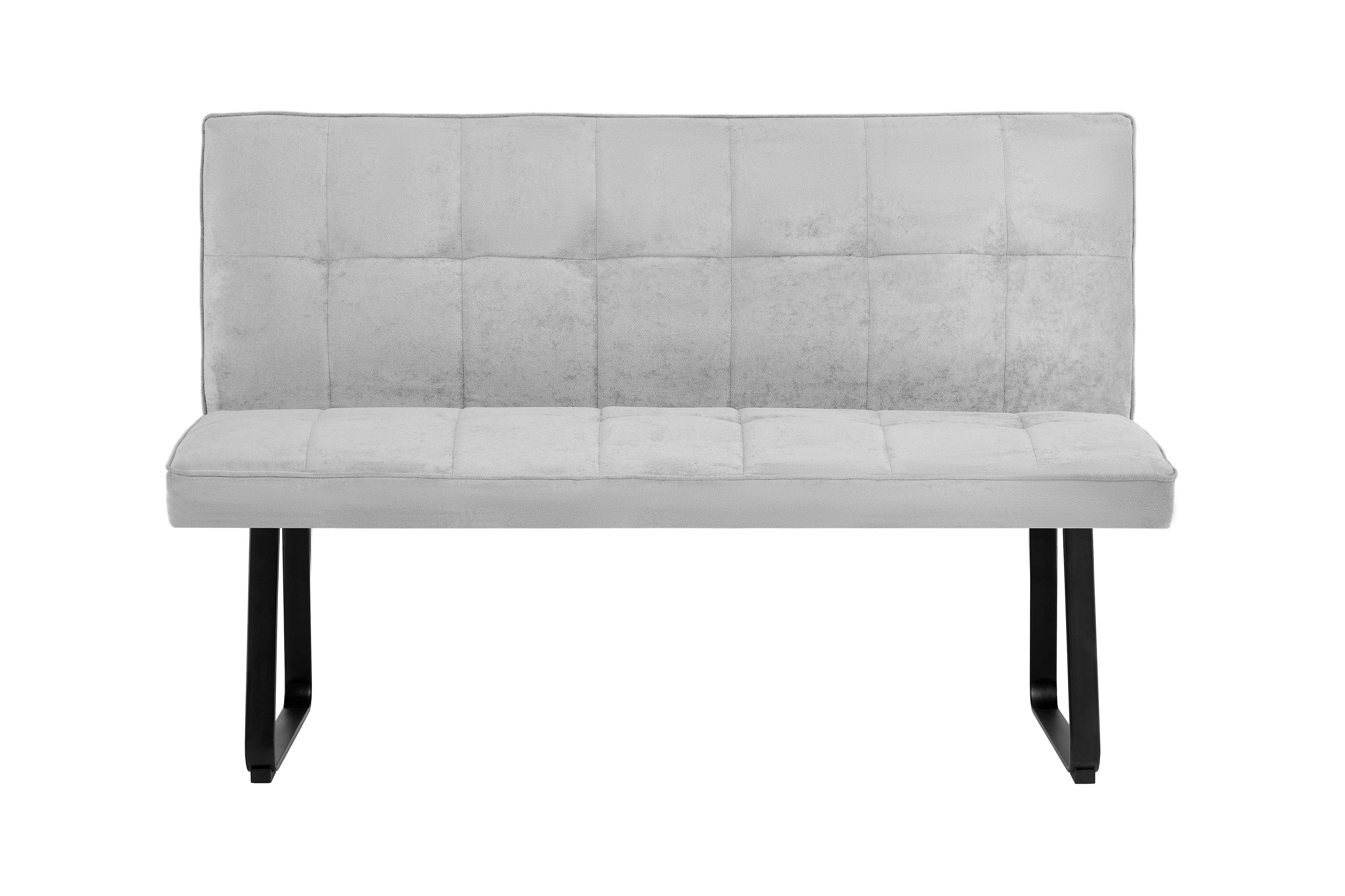 Bank Talea / Moderne Sitzbank mit einem Webstoff-Bezug in dunkelgrau oder hellgrau / Metall Gestell schwarz pulverbeschichtet / Bank mit Rückenlehne / B 140 oder 160, H 92, T 59 cm