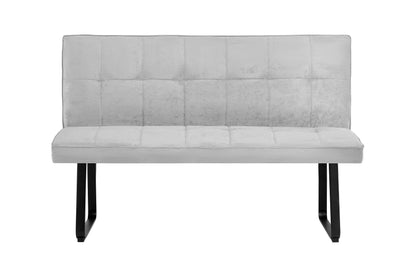 Bank Talea / Moderne Sitzbank mit einem Webstoff-Bezug in dunkelgrau oder hellgrau / Metall Gestell schwarz pulverbeschichtet / Bank mit Rückenlehne / B 140 oder 160, H 92, T 59 cm