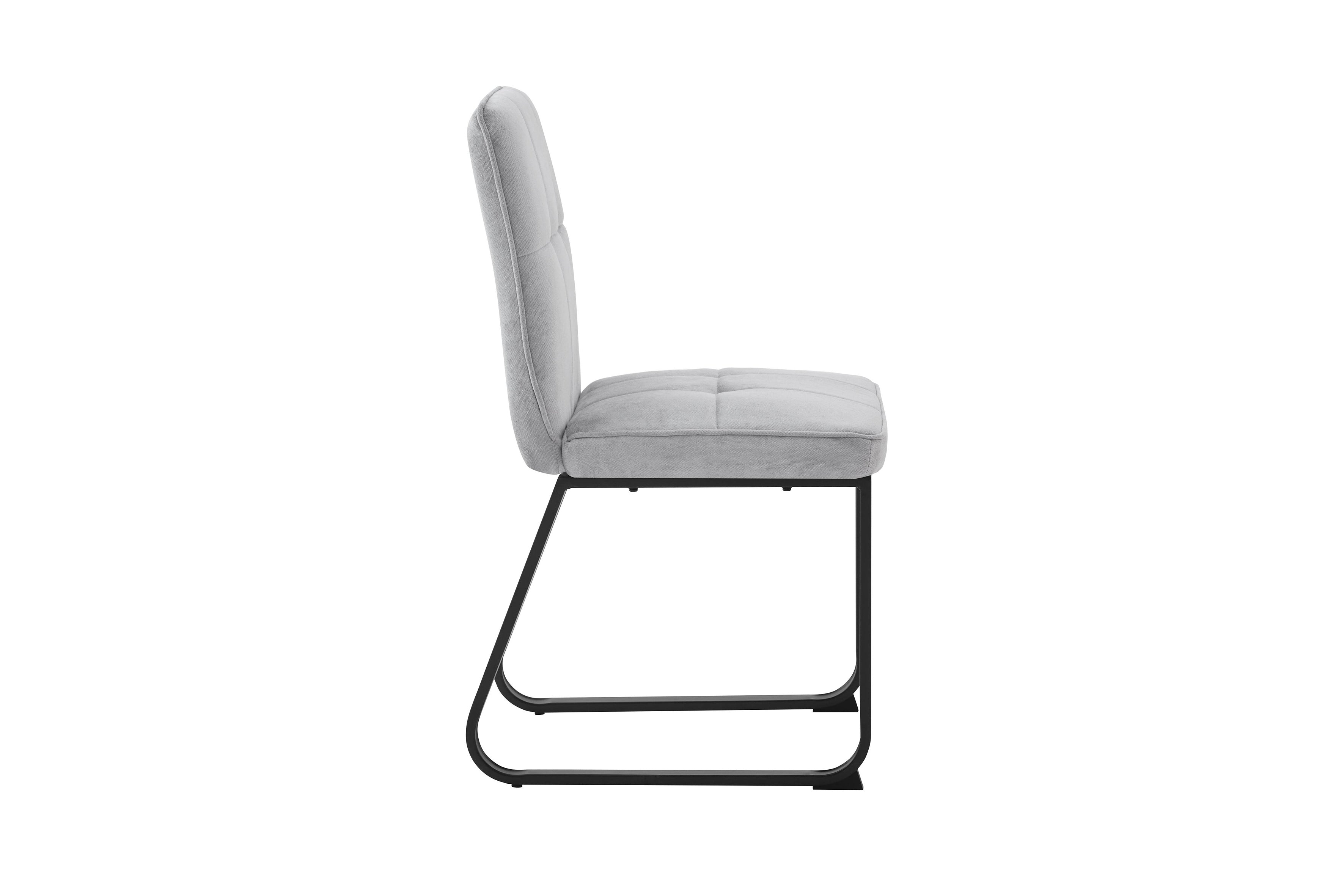 Esszimmerstuhl 2er Set Talea / Webstoff in dunkelgrau oder hellgrau / Gestell Metall in schwarz pulverbeschichtet / Küchenstuhl / Wohnzimmerstuhl / bis 120 kg / B 46, H 86, T 55 cm