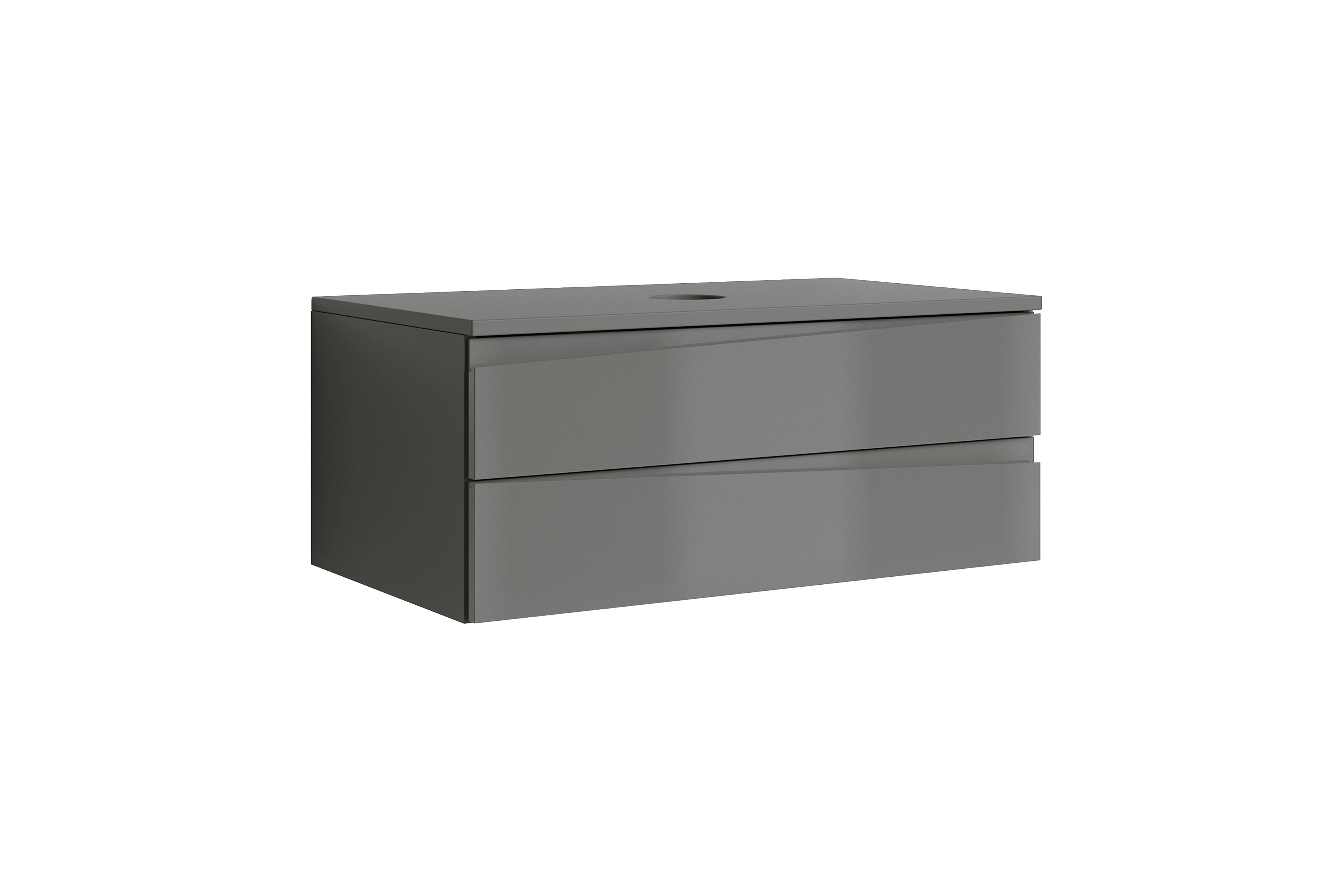 Waschtisch SHAPE / Moderne Bad Kommode / in weiß, anthrazit oder Artisan Eiche (Eiche-Optik) / 2 Schubladen mit gefräster Griffleiste / Schrank / 80 x 33 x 46 cm (BxHxT)