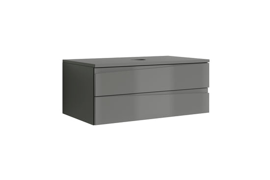 Waschtisch SHAPE / Moderne Bad Kommode / in weiß, anthrazit oder Artisan Eiche (Eiche-Optik) / 2 Schubladen mit gefräster Griffleiste / Schrank / 80 x 33 x 46 cm (BxHxT)