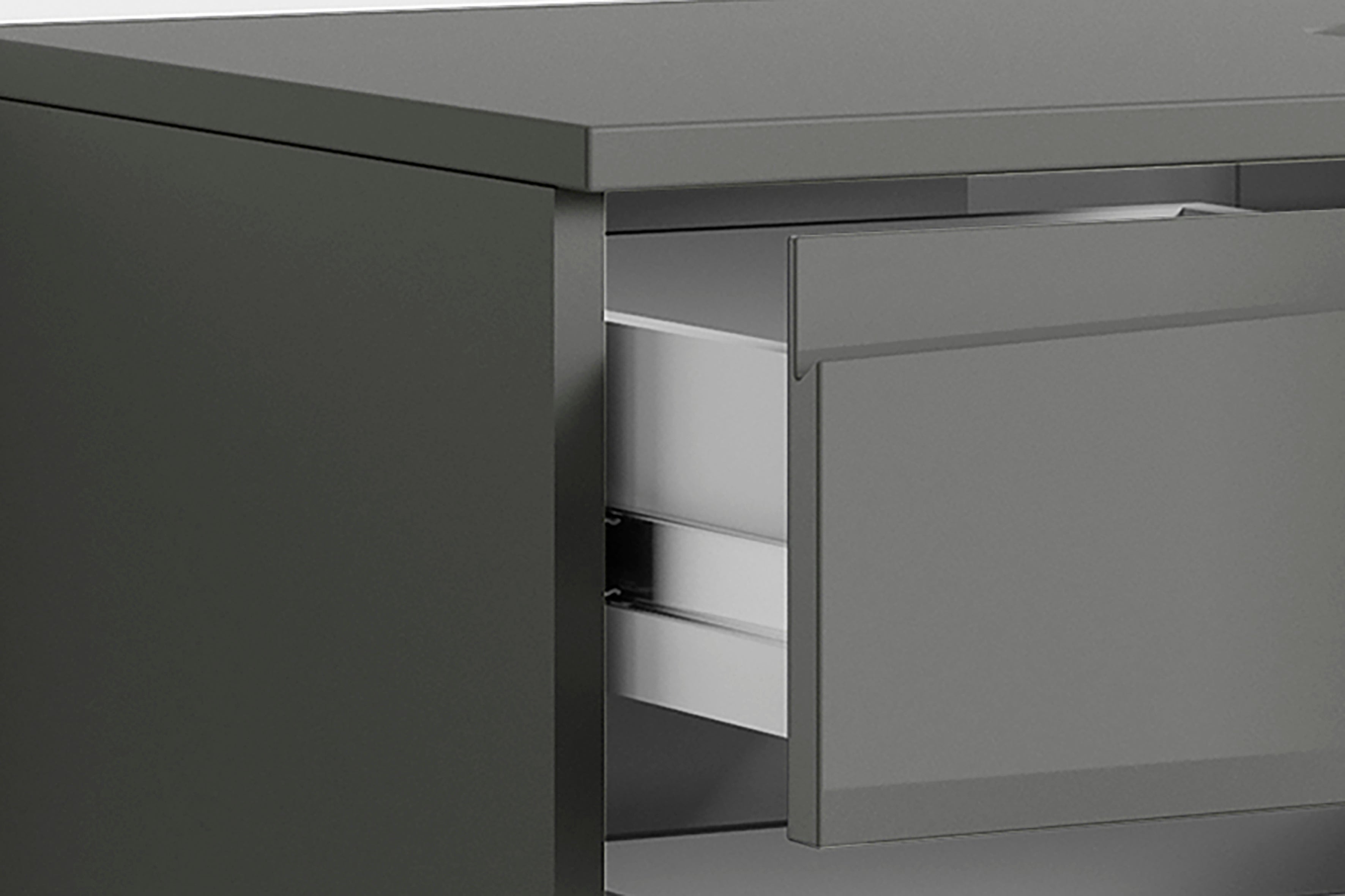 Waschtisch SHAPE / Moderne Bad Kommode / in weiß, anthrazit oder Artisan Eiche (Eiche-Optik) / 2 Schubladen mit gefräster Griffleiste / Schrank / 80 x 33 x 46 cm (BxHxT)