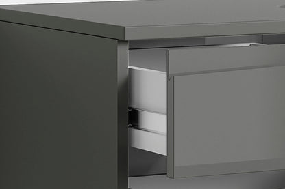 Waschtisch SHAPE / Moderne Bad Kommode / in weiß, anthrazit oder Artisan Eiche (Eiche-Optik) / 2 Schubladen mit gefräster Griffleiste / Schrank / 80 x 33 x 46 cm (BxHxT)