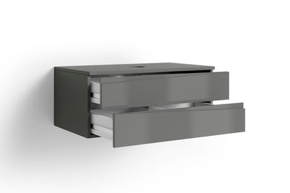 Waschtisch SHAPE / Moderne Bad Kommode / in weiß, anthrazit oder Artisan Eiche (Eiche-Optik) / 2 Schubladen mit gefräster Griffleiste / Schrank / 80 x 33 x 46 cm (BxHxT)