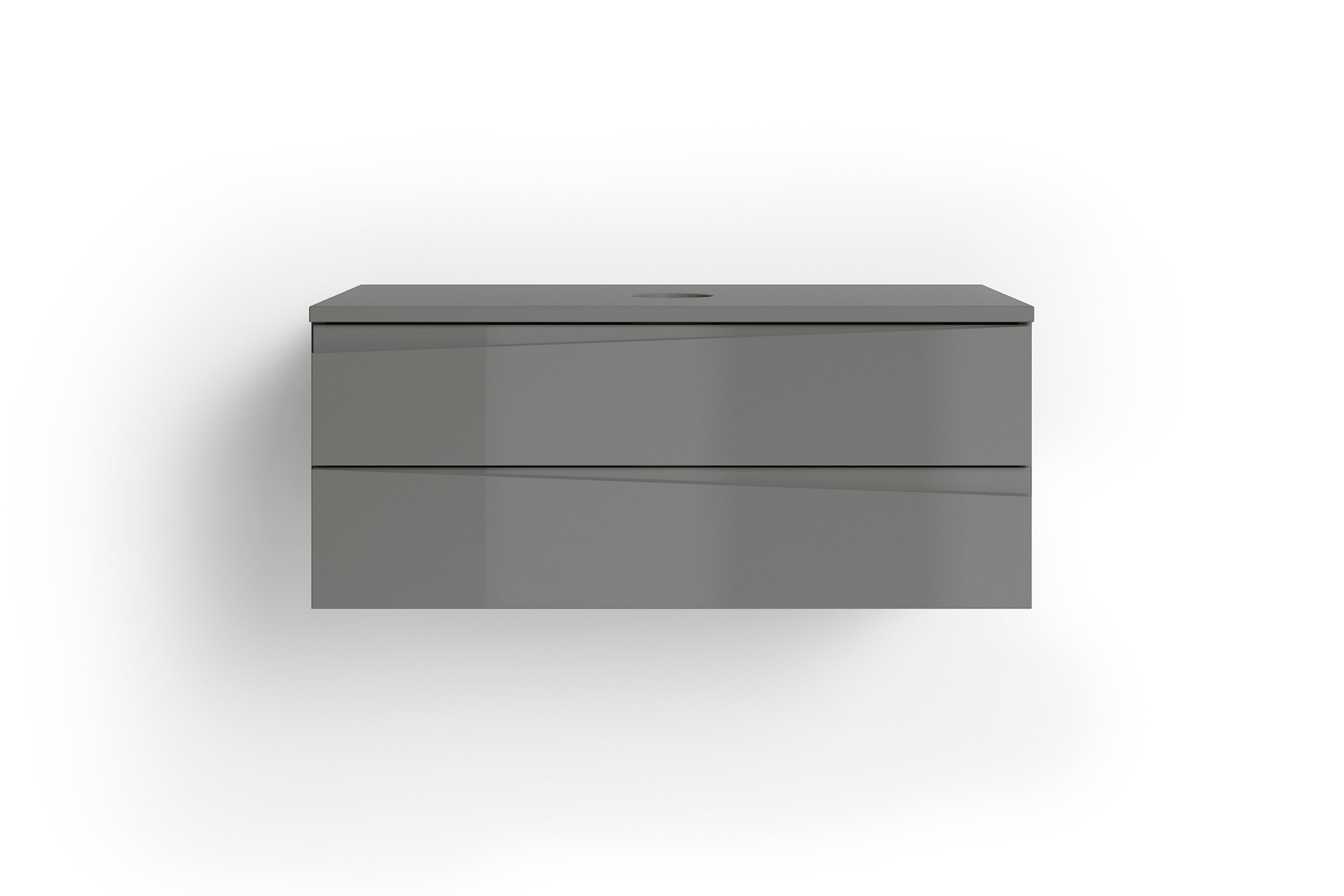 Waschtisch SHAPE / Moderne Bad Kommode / in weiß, anthrazit oder Artisan Eiche (Eiche-Optik) / 2 Schubladen mit gefräster Griffleiste / Schrank / 80 x 33 x 46 cm (BxHxT)