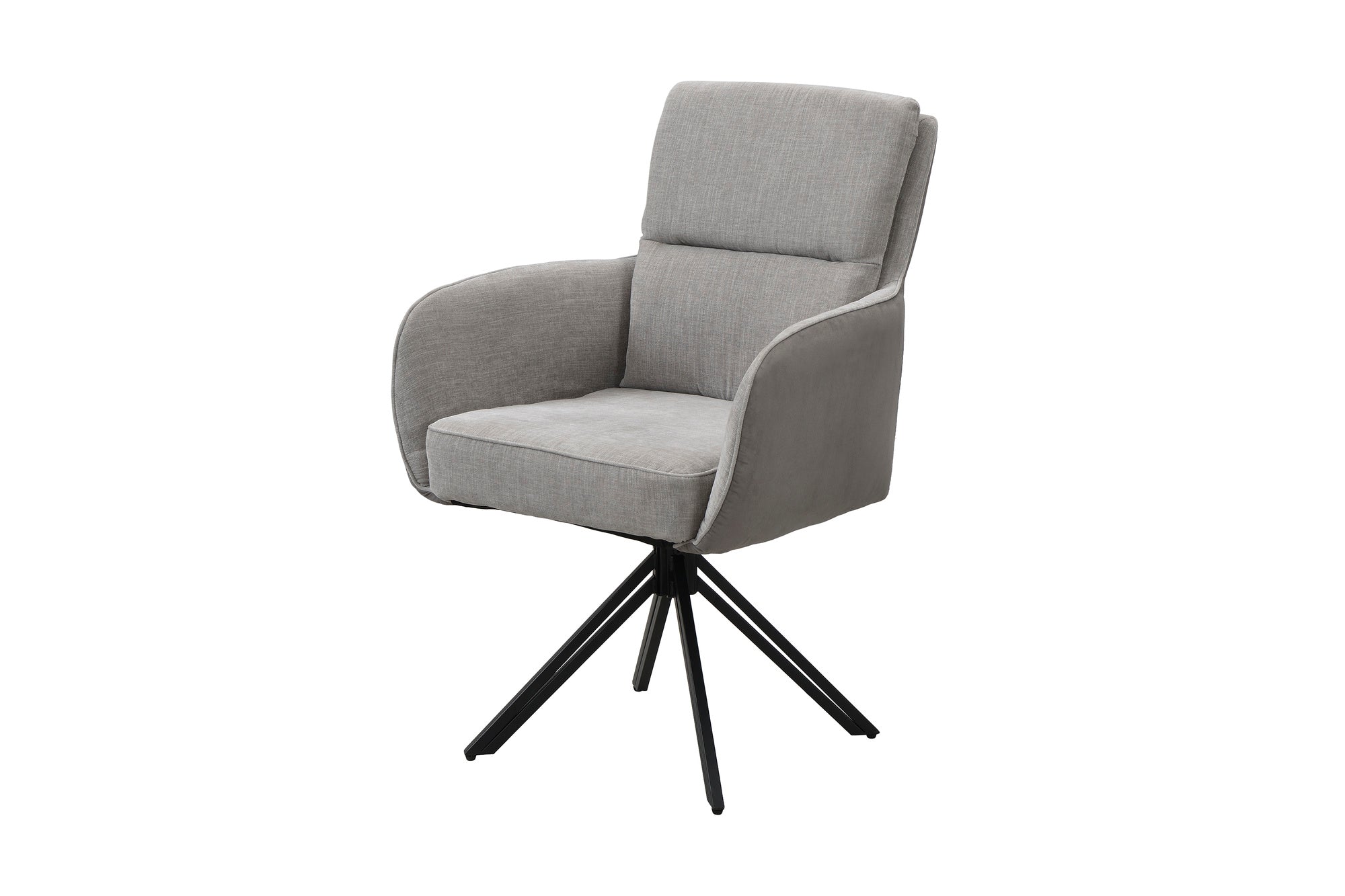 byLIVING Stuhl 2-er Set TINO / Bezug Webstoff-Mikrofaser in schwarz oder hellgrau, Gestell in schwarz / 360° drehbar / Esszimmerstuhl / Küchenstuhl / B 62 x H 94 x T 70 cm