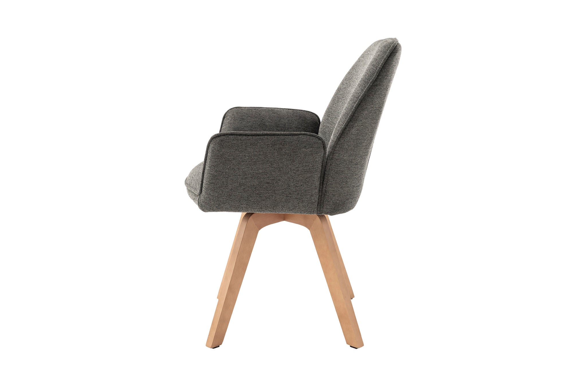 byLIVING Esszimmerstuhl 2er Set TONY / Webstoff hellgrau oder anthrazit / Gestell Buche natur in Eiche-Optik / Sitzschale 360° drehbar / Küchenstuhl / Wohnzimmerstuhl / B 57, H 89, T 61 cm