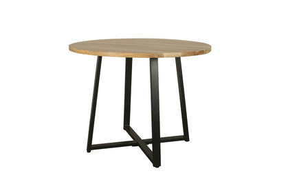 Esstisch ARROW / Rund / Tischplatte Massivholz Akazie natur / Gestell Metall schwarz / D 100, H 77 cm