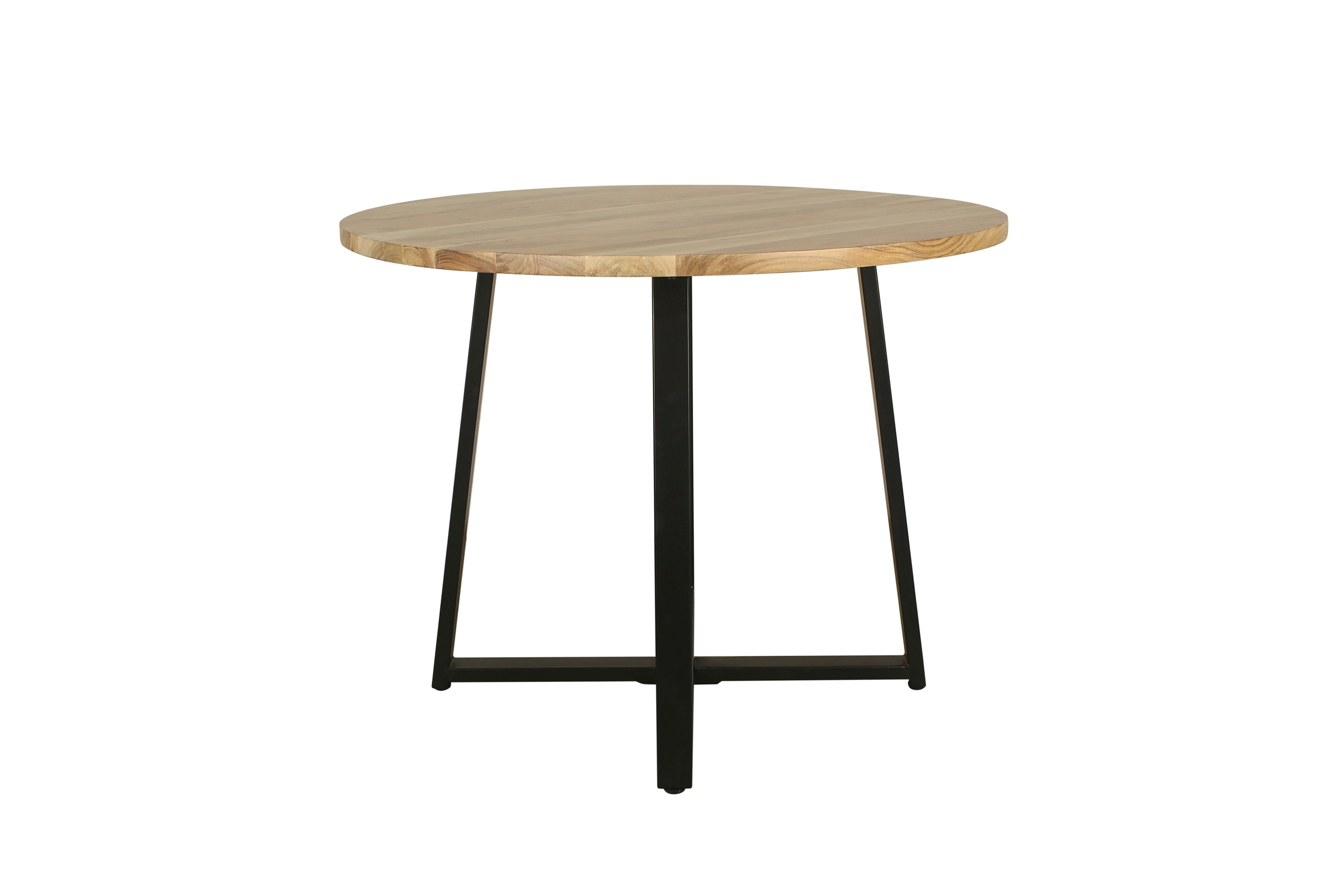 Esstisch ARROW / Rund / Tischplatte Massivholz Akazie natur / Gestell Metall schwarz / D 100, H 77 cm