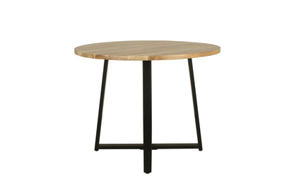 Esstisch ARROW / Rund / Tischplatte Massivholz Akazie natur / Gestell Metall schwarz / D 100, H 77 cm