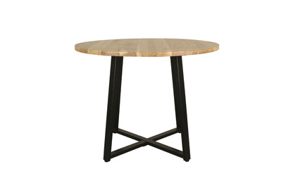 Esstisch ARROW / Rund / Tischplatte Massivholz Akazie natur / Gestell Metall schwarz / D 100, H 77 cm