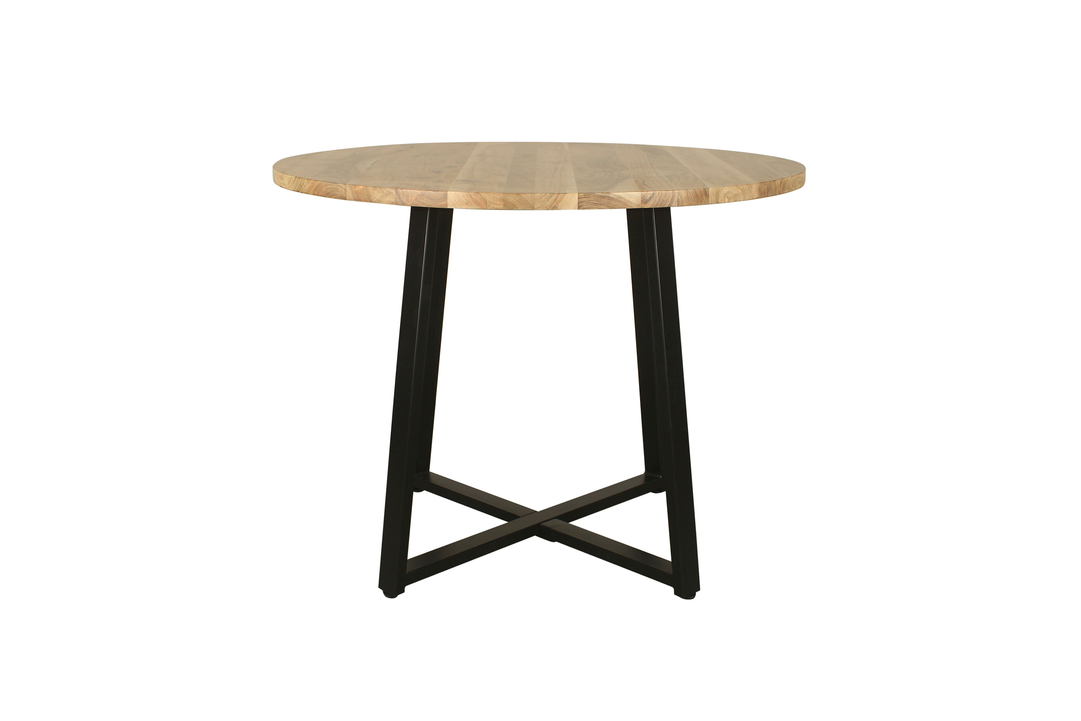 Esstisch ARROW / Rund / Tischplatte Massivholz Akazie natur / Gestell Metall schwarz / D 100, H 77 cm
