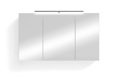 byLIVING Spiegelschrank SPREE / Korpus matt weiß oder anthrazit mit Spiegeltüren / Hängeschrank mit Soft-Close-Funktion / Inklusive LED-Beleuchtung / Badschrank mit Stecker- und Schalterdose / B 100, H 60, T 20 cm