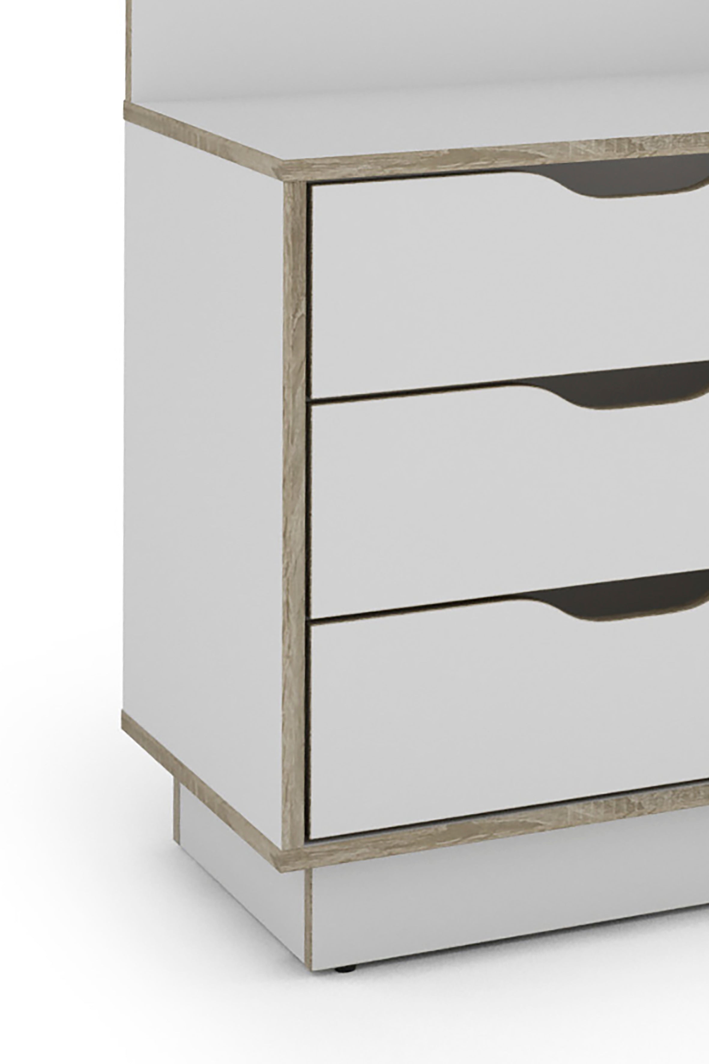 Winkelschreibtisch BELFAST / Rechts oder Links montierbar / 3 Schubkästen / Anthrazit, Weiß-Anthrazit, Artisan Eiche (Eiche-Optik) oder Old Wood (Altholz-Optik) /Bürotisch / Eckschreibtisch / Schreibtisch / B 129, H 83,5, T 105 cm