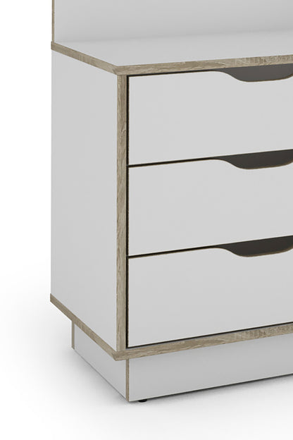 Winkelschreibtisch BELFAST / Rechts oder Links montierbar / 3 Schubkästen / Anthrazit, Weiß-Anthrazit, Artisan Eiche (Eiche-Optik) oder Old Wood (Altholz-Optik) /Bürotisch / Eckschreibtisch / Schreibtisch / B 129, H 83,5, T 105 cm