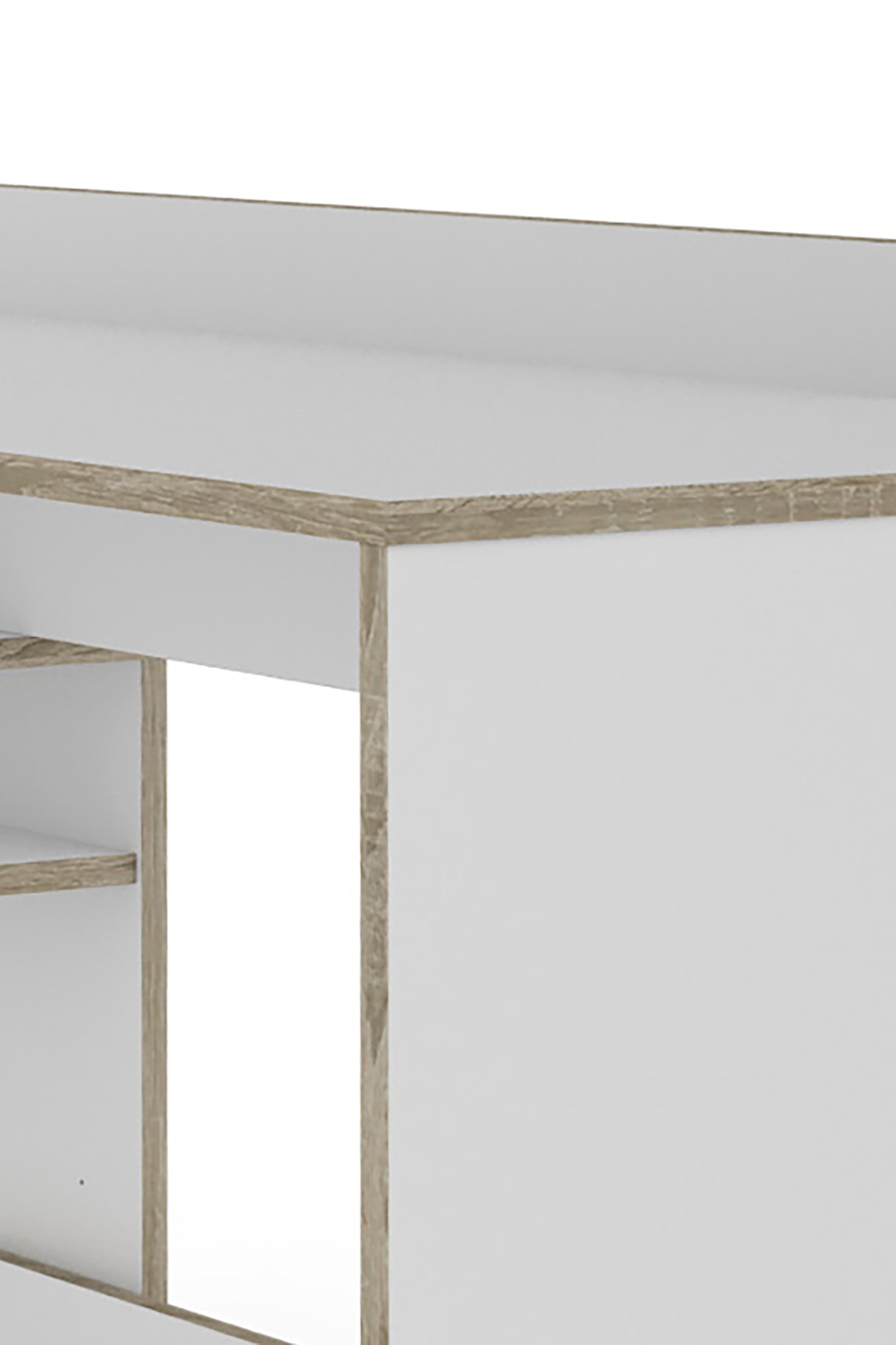 Winkelschreibtisch BELFAST / Rechts oder Links montierbar / 3 Schubkästen / Anthrazit, Weiß-Anthrazit, Artisan Eiche (Eiche-Optik) oder Old Wood (Altholz-Optik) /Bürotisch / Eckschreibtisch / Schreibtisch / B 129, H 83,5, T 105 cm