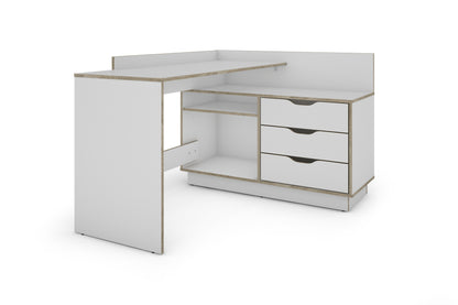 Winkelschreibtisch BELFAST / Rechts oder Links montierbar / 3 Schubkästen / Anthrazit, Weiß-Anthrazit, Artisan Eiche (Eiche-Optik) oder Old Wood (Altholz-Optik) /Bürotisch / Eckschreibtisch / Schreibtisch / B 129, H 83,5, T 105 cm