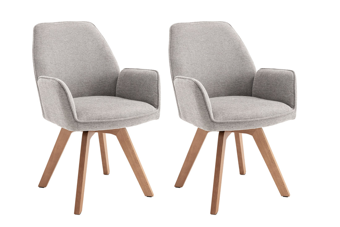 byLIVING Esszimmerstuhl 2er Set TONY / Webstoff hellgrau oder anthrazit / Gestell Buche natur in Eiche-Optik / Sitzschale 360° drehbar / Küchenstuhl / Wohnzimmerstuhl / B 57, H 89, T 61 cm