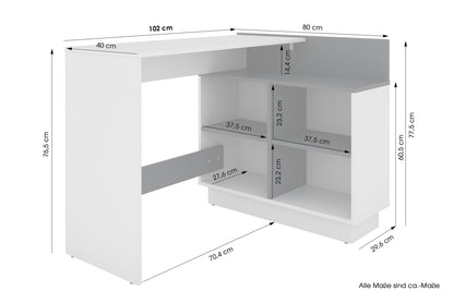 byLIVING Schreibtisch BERNI / Gaming-Tisch in weiß oder Artisan Eiche (Eiche-Optik) mit graphit / Mit viel Stauraum und großer Tischplatte / Computer-Tisch / PC / Arbeits-Tisch / rechts-links montierbar / B 102, H 77,5, T 80 cm