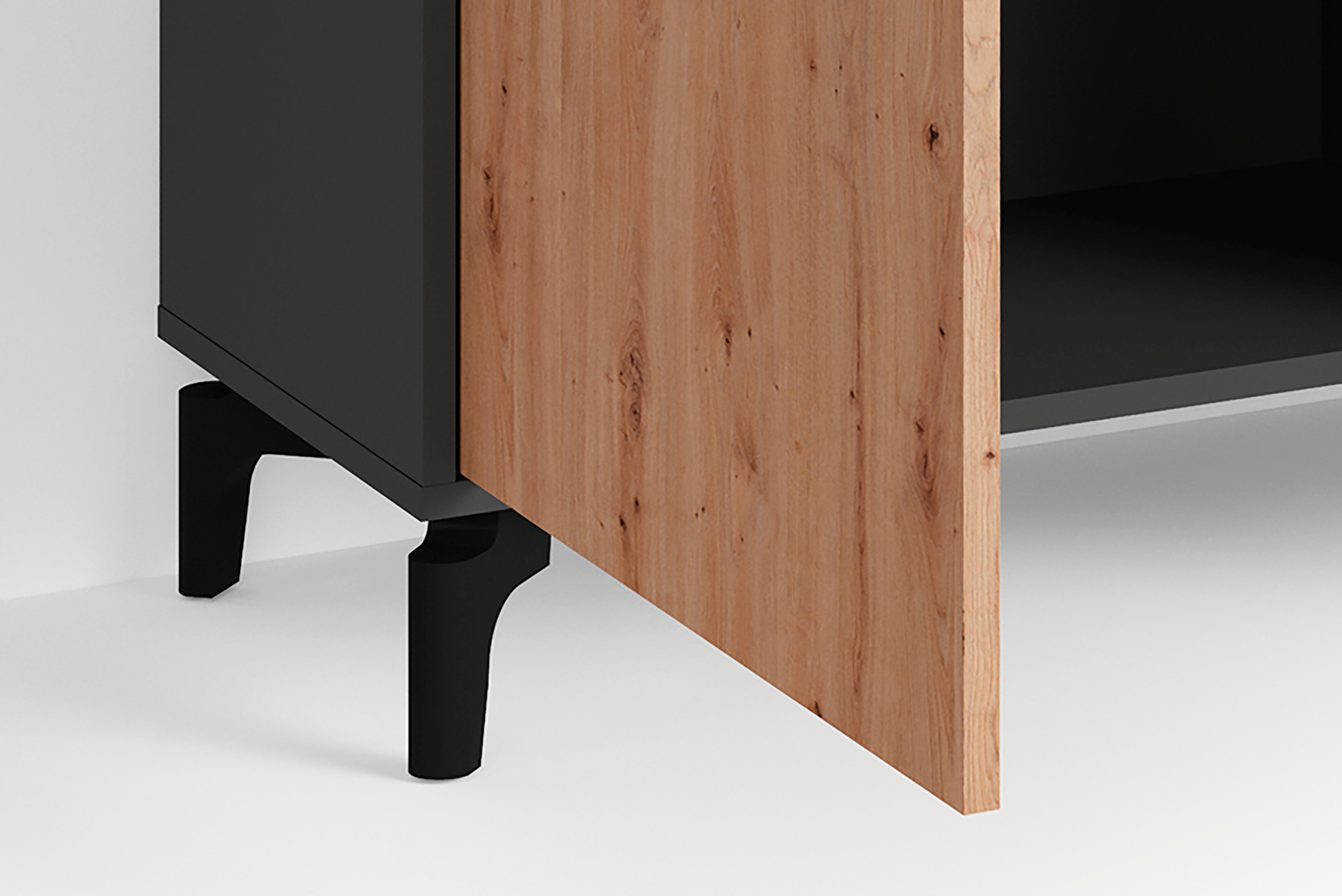 Sideboard BLACKWOOD / Anthrazit mit Absetzung in Artisan Eiche / Kommode mit 2 Türen, 2 Schubkästen und 1 Fach / B 180, H 92, T 38 cm