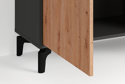 Sideboard BLACKWOOD / Anthrazit mit Absetzung in Artisan Eiche / Kommode mit 2 Türen, 2 Schubkästen und 1 Fach / B 180, H 92, T 38 cm