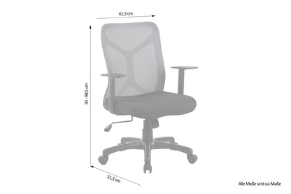 Chefsessel BONE / Kunststoff schwarz / Mesh schwarz, ziegelrot oder grau / Wippmechanik / Sicherheitsklemmschutz / Höhenverstellung / gebremste Sicherheitsdoppelrollen / B 61,5, H 91-98,5, T 51,5 cm