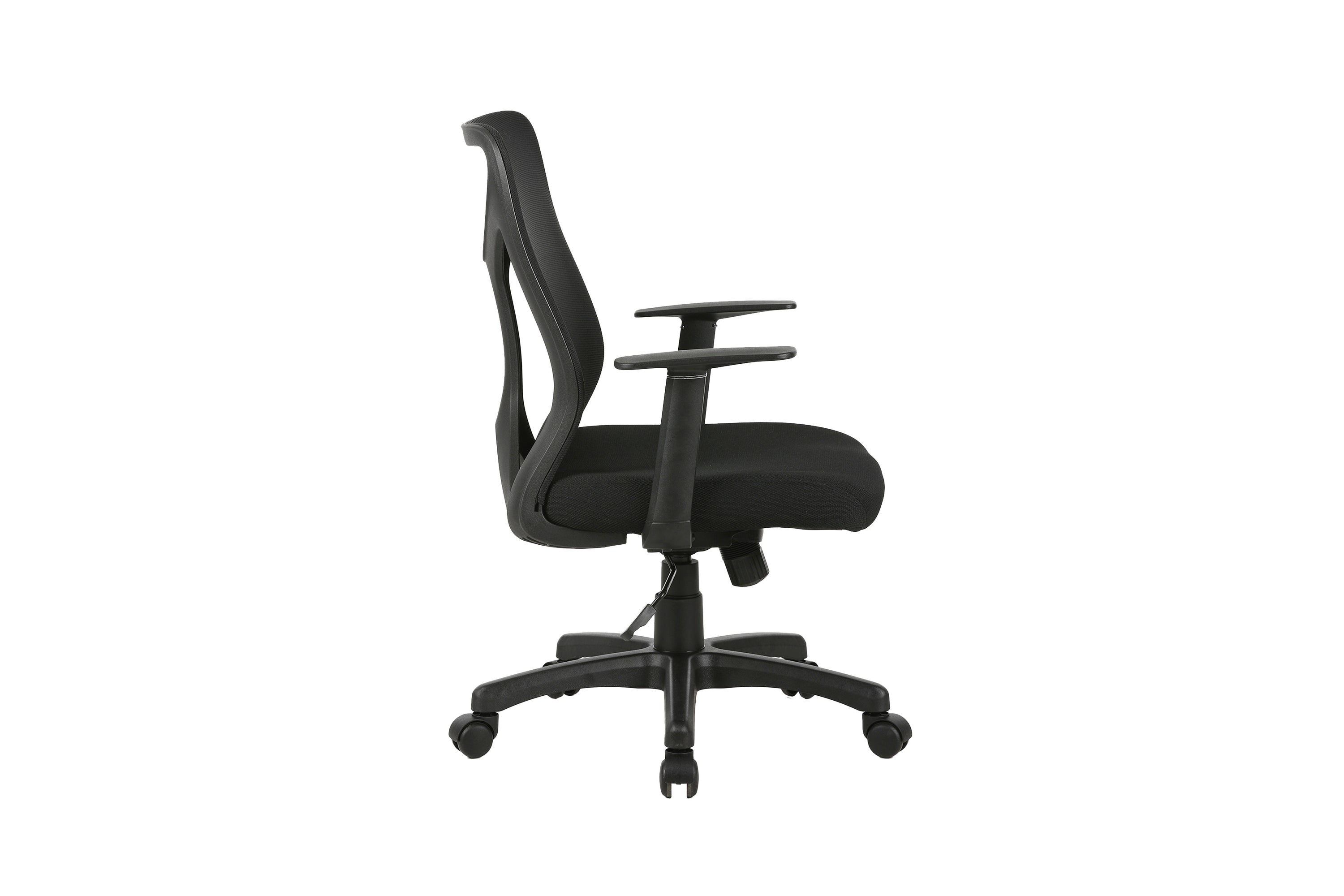 Chefsessel BONE / Kunststoff schwarz / Mesh schwarz, ziegelrot oder grau / Wippmechanik / Sicherheitsklemmschutz / Höhenverstellung / gebremste Sicherheitsdoppelrollen / B 61,5, H 91-98,5, T 51,5 cm