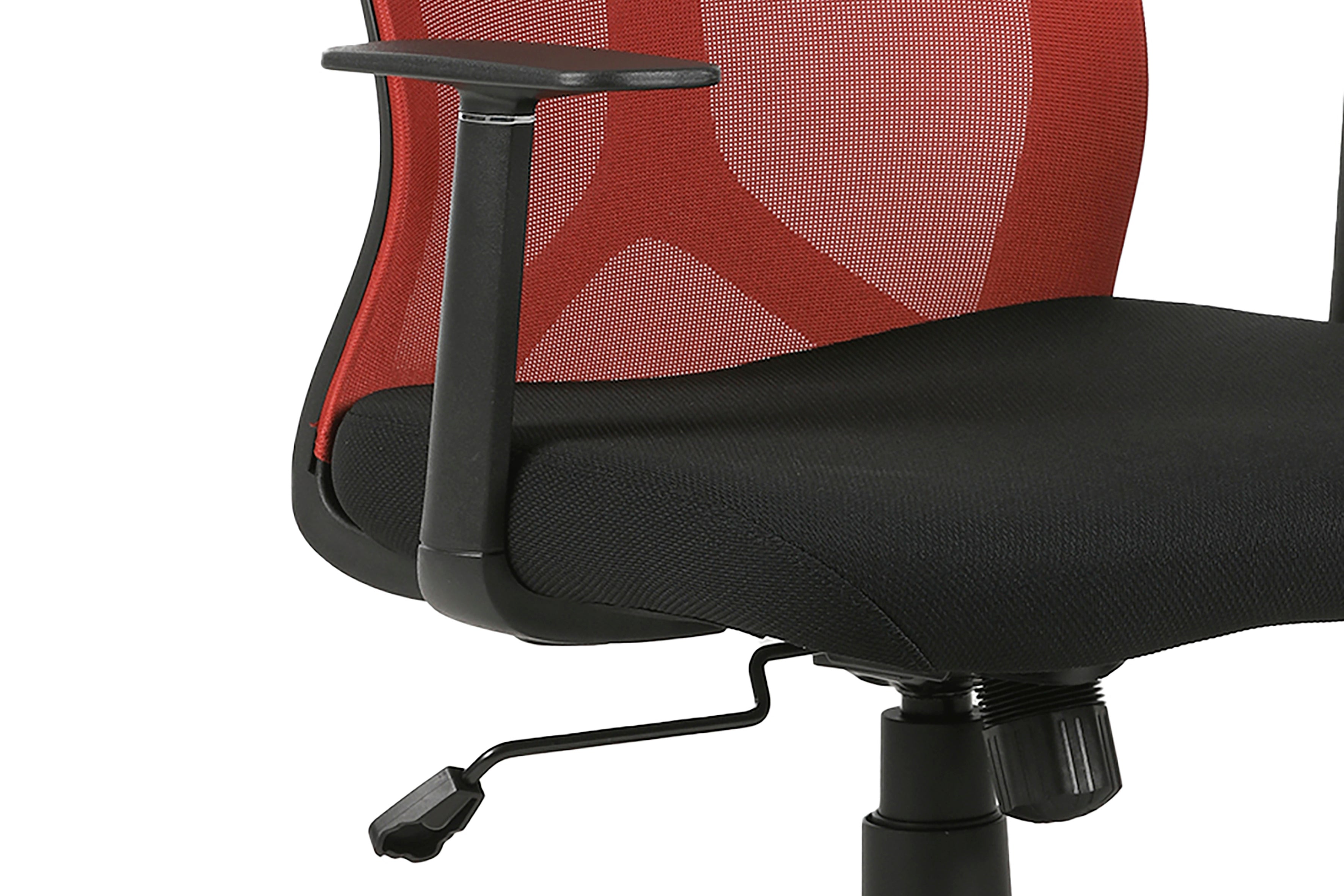 Chefsessel BONE / Kunststoff schwarz / Mesh schwarz, ziegelrot oder grau / Wippmechanik / Sicherheitsklemmschutz / Höhenverstellung / gebremste Sicherheitsdoppelrollen / B 61,5, H 91-98,5, T 51,5 cm