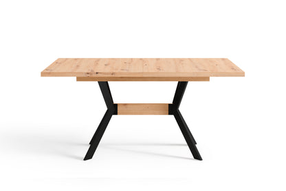 Esstisch BREMEN / Tischplatte Artisan Eiche (Eiche-Optik) oder schwarz/ Gestell Metall schwarz / mit Auszug / B 160 - 200, H 75, T 90 cm