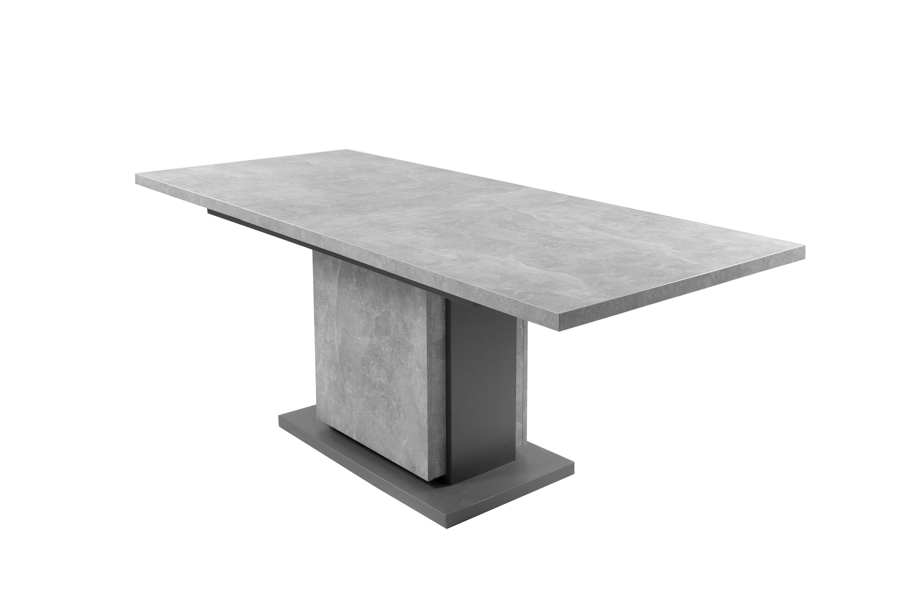 Säulentisch mit Auszug BRITTA / Melamin Old Wood (Altholz-Optik) oder Light Atelier (Beton-Optik), anthrazit / 140-190 x 75 x 80 cm / Auszugstisch / Esszimmer-Tisch auf 190 cm ausziehbar
