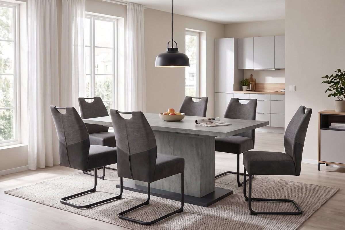 Esstisch Athen 160 cm mit Auszug Beton Optik 
