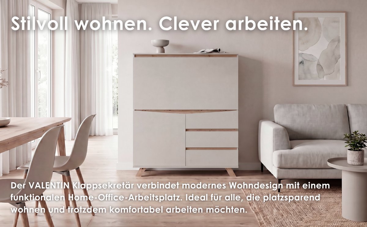 Sekretär VALENTIN in kaschmir/Artisan Eiche (Eiche-Optik) 