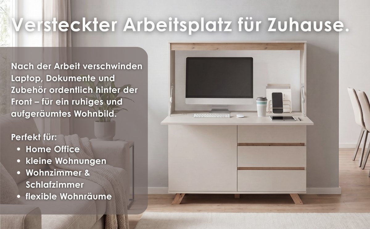 Sekretär VALENTIN in kaschmir/Artisan Eiche (Eiche-Optik) 