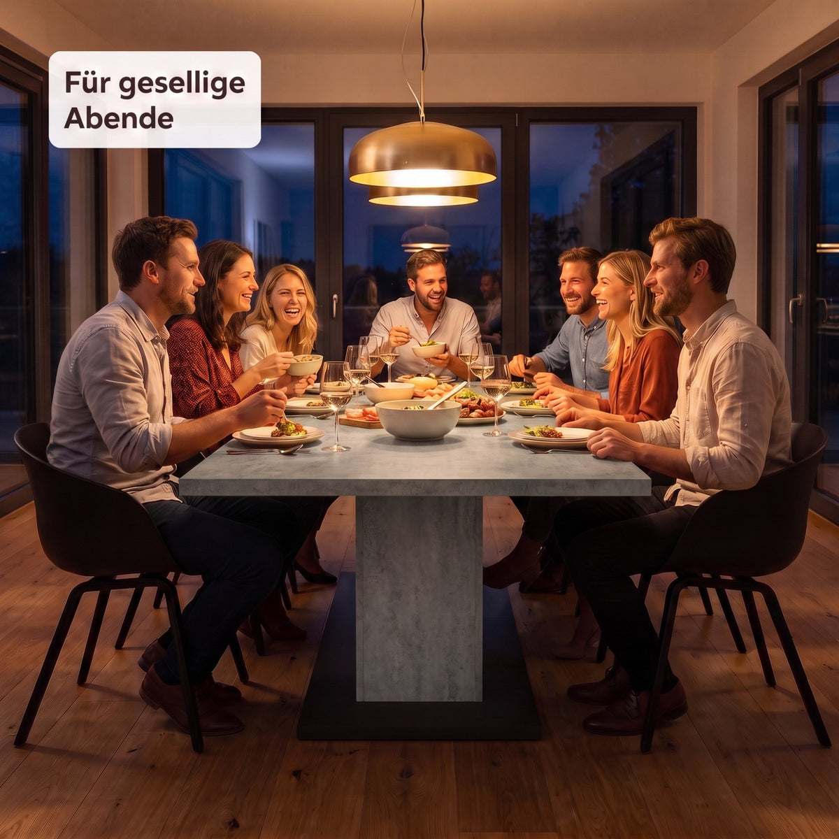 Esstisch Athen 160 cm mit Auszug Beton Optik 