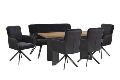 byLIVING Stuhl 2-er Set TINO / Bezug Webstoff-Mikrofaser in schwarz oder hellgrau, Gestell in schwarz / 360° drehbar / Esszimmerstuhl / Küchenstuhl / B 62 x H 94 x T 70 cm