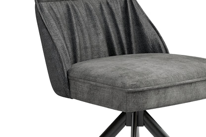 Esszimmerstuhl 2er Set CALIFORNIA / Rücken Webstoff anthrazit oder grün / Sitz Vintage-Velvet anthrazit oder grün mit Keder / Gestell Metall schwarz / Esszimmerstuhl / B 50, H 89, T 56 cm