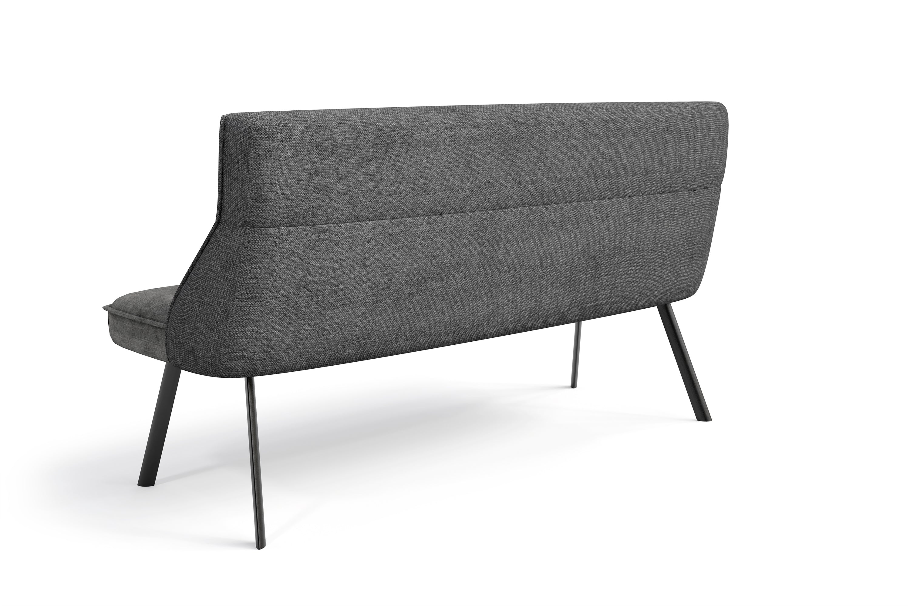 Bank CALIFORNIA / Rücken Webstoff anthrazit oder grün / Sitz Vintage-Velvet anthrazit oder grün mit Keder / Gestell Metall schwarz / Bank mit Rückenlehne / B 180, H 88, T 63 cm