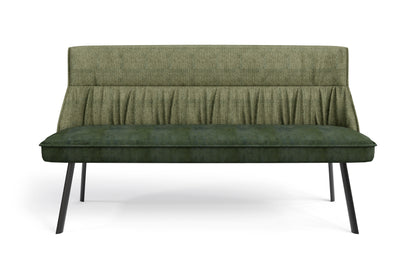 Bank CALIFORNIA / Rücken Webstoff anthrazit oder grün / Sitz Vintage-Velvet anthrazit oder grün mit Keder / Gestell Metall schwarz / Bank mit Rückenlehne / B 180, H 88, T 63 cm