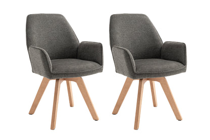 byLIVING Esszimmerstuhl 2er Set TONY / Webstoff hellgrau oder anthrazit / Gestell Buche natur in Eiche-Optik / Sitzschale 360° drehbar / Küchenstuhl / Wohnzimmerstuhl / B 57, H 89, T 61 cm