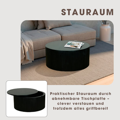 byLIVING Couchtisch OWEN / Tischplatte und Gestell in schwarz / Wohnzimmertisch / Kaffeetisch / Maße: D 80, H 36 cm