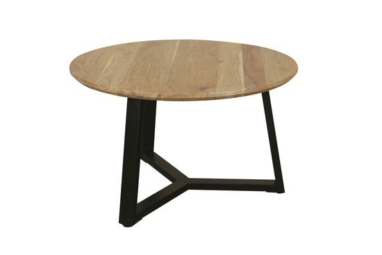Couchtisch CROSS / Tischplatte Massivholz Akazie natur oder Marmor weiß / Gestell Metall schwarz / D 75 x H 46cm