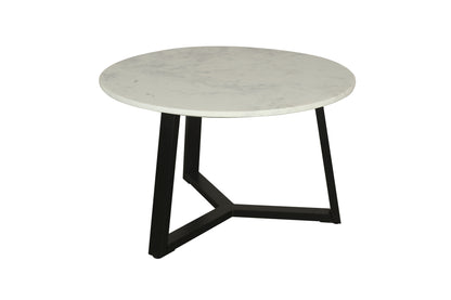 Couchtisch CROSS / Tischplatte Massivholz Akazie natur oder Marmor weiß / Gestell Metall schwarz / D 75 x H 46cm