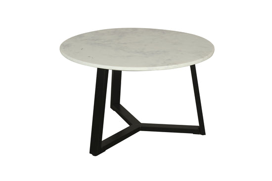 Couchtisch CROSS / Tischplatte Massivholz Akazie natur oder Marmor weiß / Gestell Metall schwarz / D 75 x H 46cm