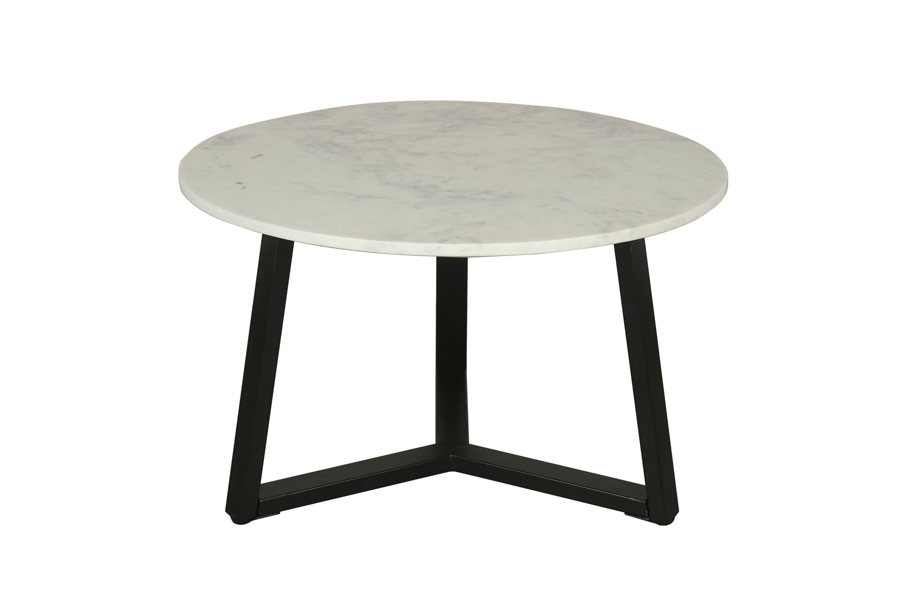 Couchtisch CROSS / Tischplatte Massivholz Akazie natur oder Marmor weiß / Gestell Metall schwarz / D 75 x H 46cm