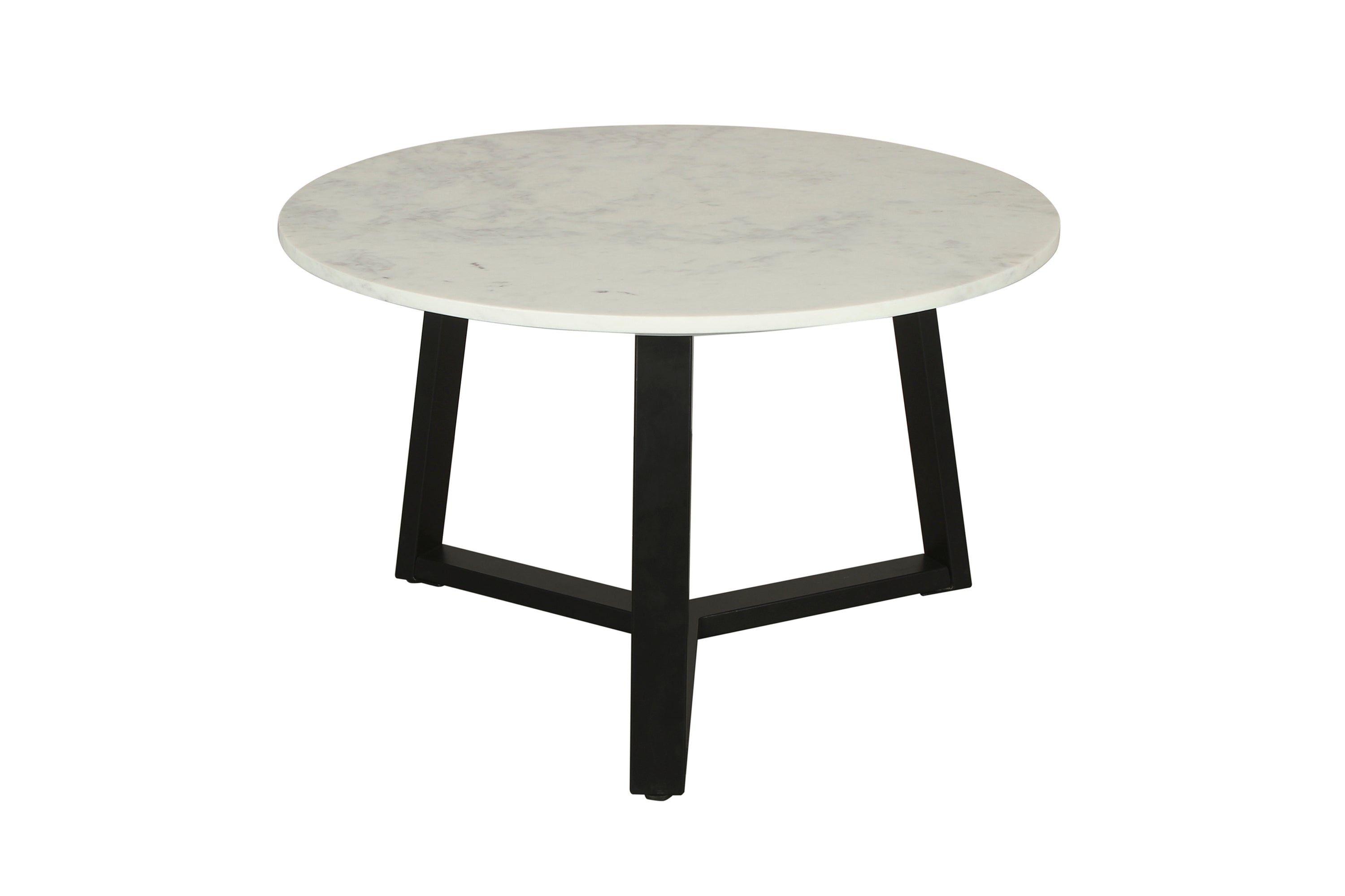 Couchtisch CROSS / Tischplatte Massivholz Akazie natur oder Marmor weiß / Gestell Metall schwarz / D 75 x H 46cm