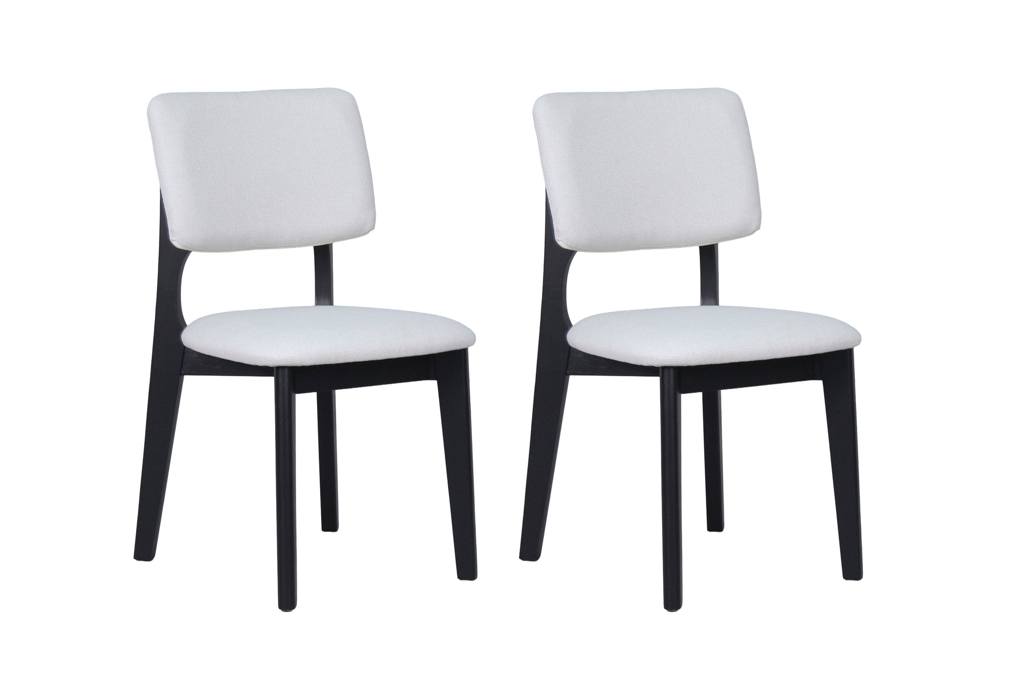 Esszimmerstuhl 2er Set ELSA / Webstoff beige oder grau / Gestell Massivholz schwarz / B 48, H 87, T 54 cm