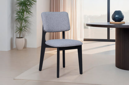 byLIVING Esszimmerstuhl 2er Set ELSA / Webstoff beige oder grau / Gestell Massivholz schwarz / B 48, H 87, T 54 cm