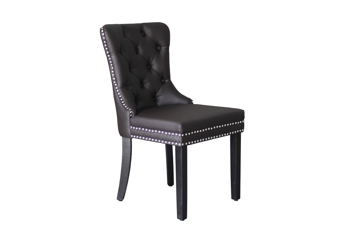 byLIVING Esszimmerstuhl 2er Set DOMINO / Kunstleder dunkelbraun / Gestell Massivholz schwarz / B 48,5, H 93, T 61 cm