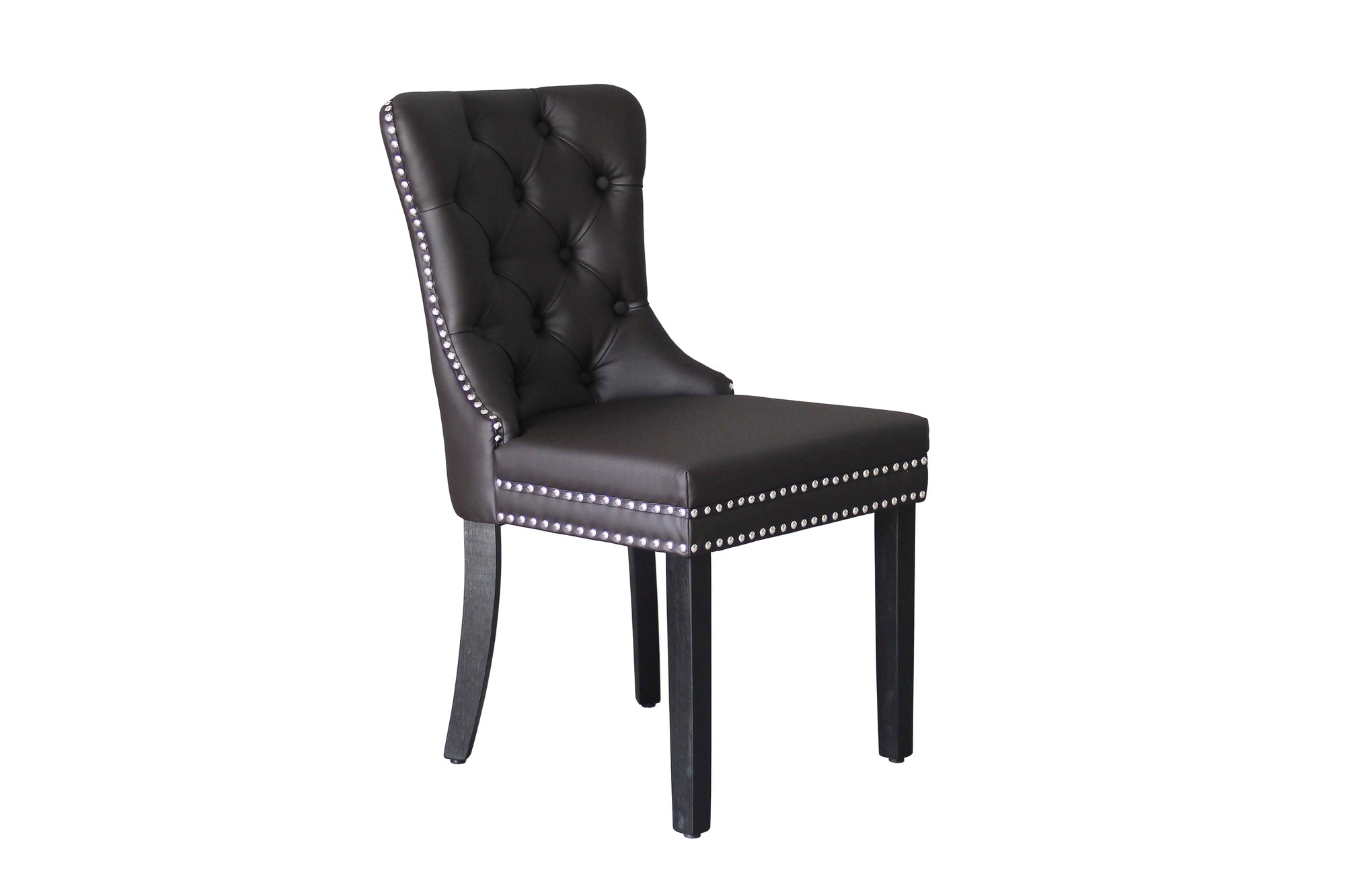 byLIVING Esszimmerstuhl 2er Set DOMINO / Kunstleder dunkelbraun / Gestell Massivholz schwarz / B 48,5, H 93, T 61 cm